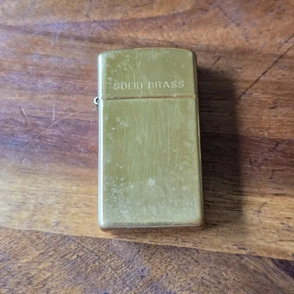 Vintage Solid Brass Slim Mini Zippo - Picture 1 of 9